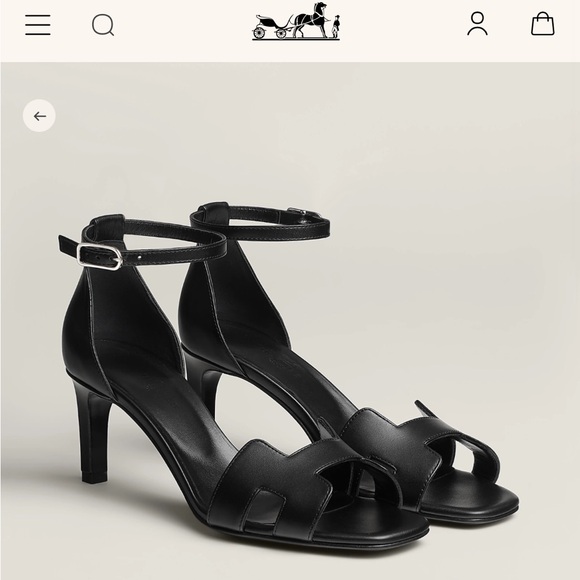 Hermes Black suede Joy 70 heeled sandal with Ankle Strap - Picture 1 of 6
